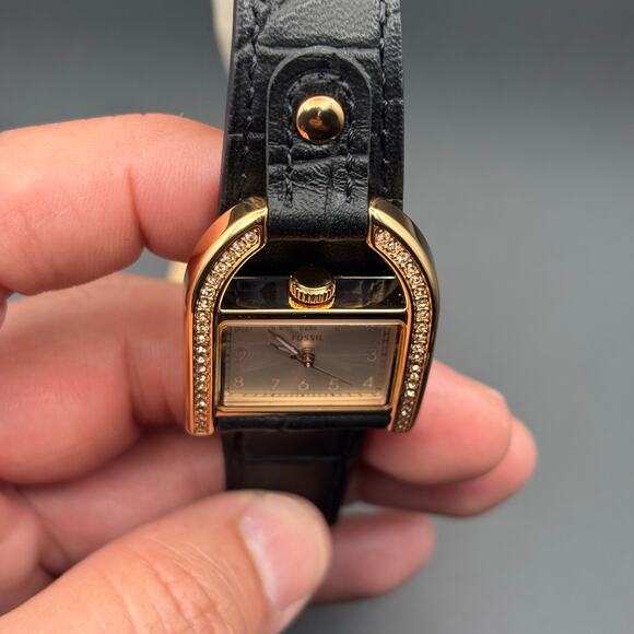 Fossil Harwell ES5263 Women’s 28mm Rose-Gold Case, Black Leather, Quartz NIBWT - Picture 13 of 17